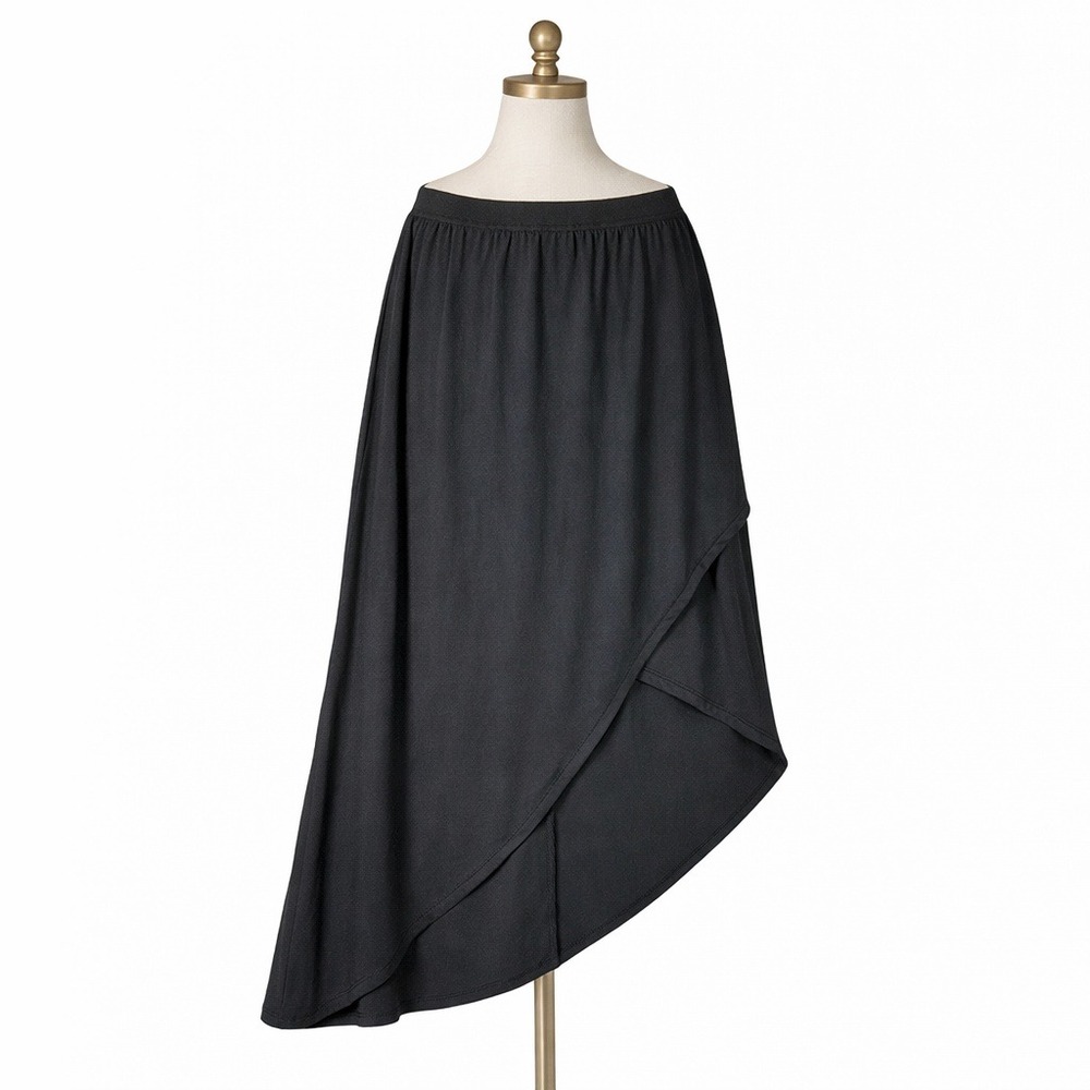 Fresh Produce Women's S Black Asymmetrical Maxi Skirt USA Made coastal feminine